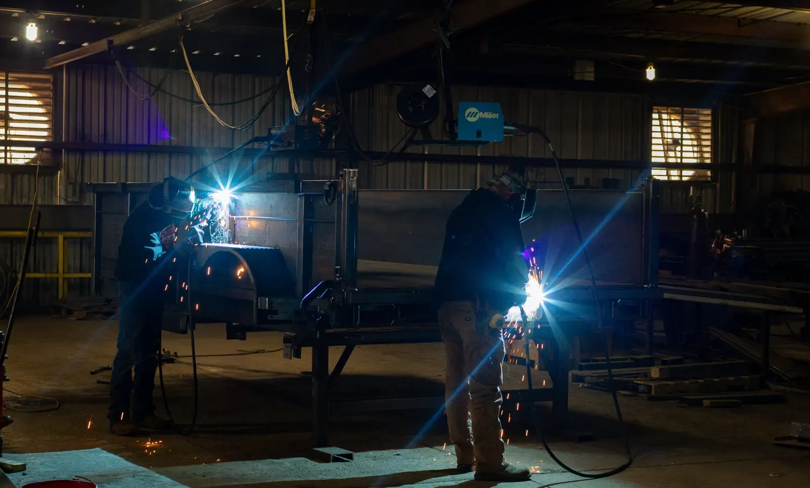 Work inside the Rice Trailers shop